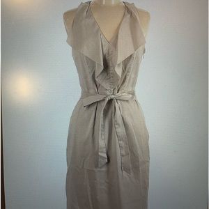 Ann Taylor cotton blend dress size 6 cream color lined knee length v neck